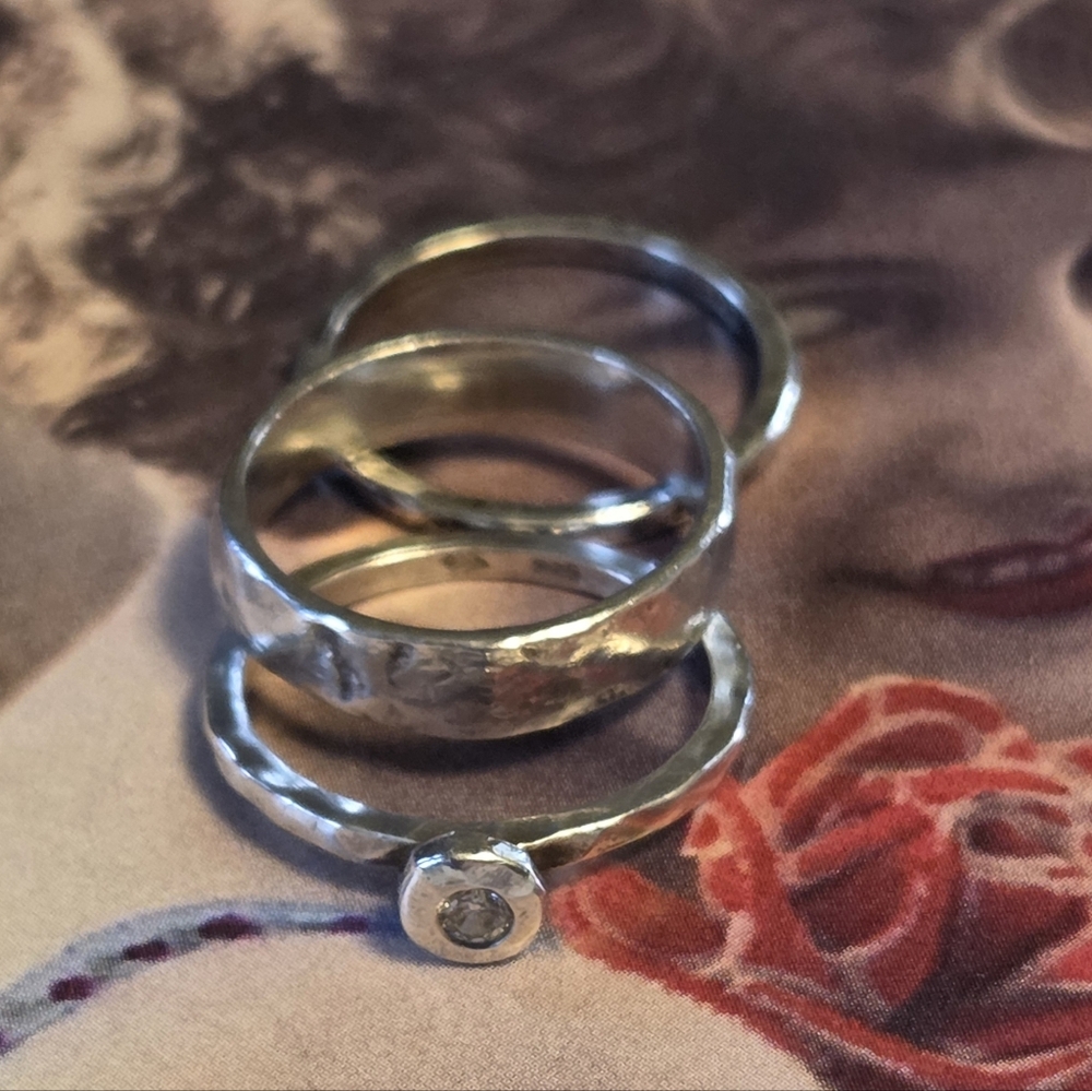 Silpada Sterling Silver & Zirconia Stacking Rings - Picture 6 of 15
